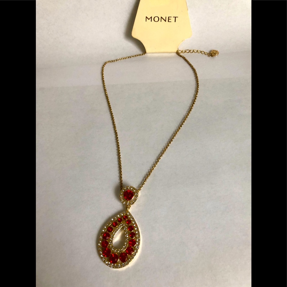 Monet Gold Plated and Ruby stones necklace
